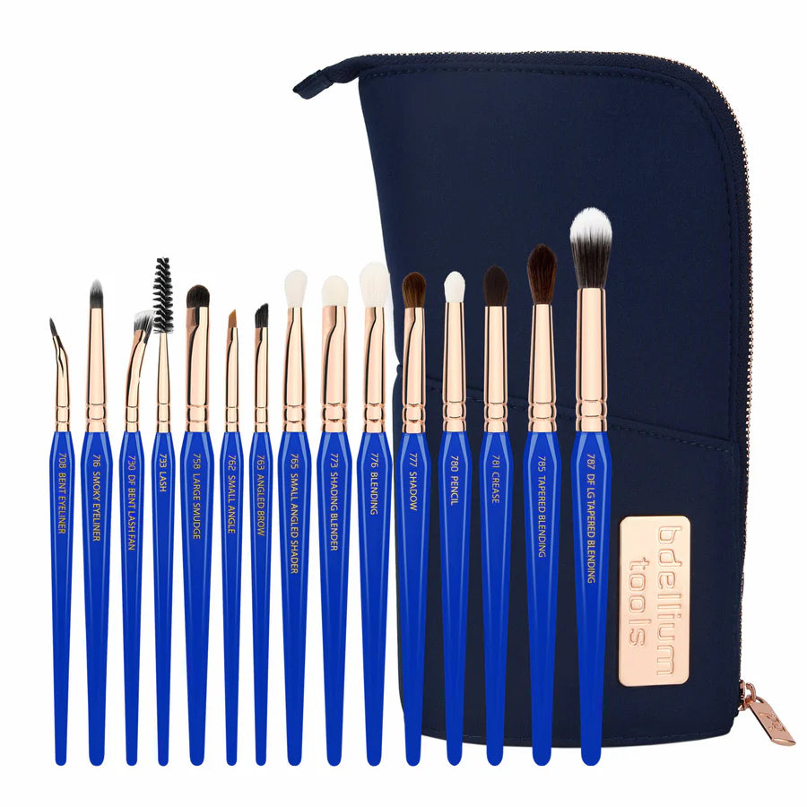 Bdellium Tools GOLDEN TRIANGLE EYES ONLY COMPLETE 15PC. BRUSH SET WITH POUCH